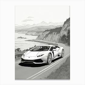 Lamborghini Huracan Coastal Line Drawing 2 Canvas Print