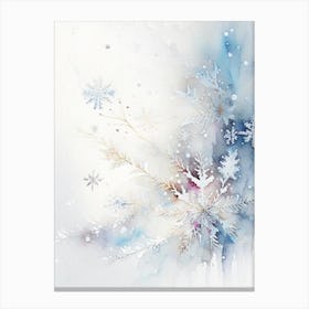 White, Snowflakes, Storybook Watercolours 1 Canvas Print