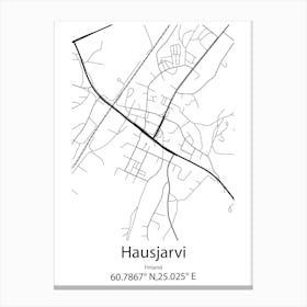 Hausjarvi,Finland Minimalist Map Canvas Print