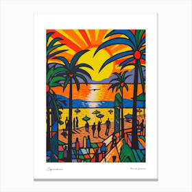 Copacabana Rio De Janeiro Matisse Style 7 Watercolour Travel Poster Canvas Print