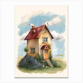 Watercolor House Illustration Canvas Print