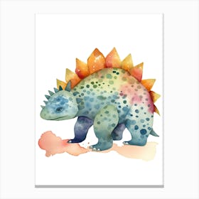 Baby Ankylosaurus Dinosaur Watercolour Illustration 3 Canvas Print