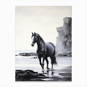 A Horse Oil Painting In Punalu U Beach Hawaii, Usa, Portrait 2 Canvas Print