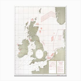British Islands Approximate Positions Of Minefields (1918) Canvas Print