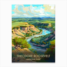 Theodore Rooselvelt National Park Travel Poster Illustration Style 3 Canvas Print