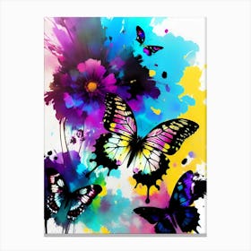 Colorful Butterflies And Flowers 1 Canvas Print