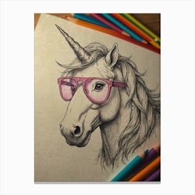 Unicorn With Glasses Canvas Print