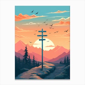 Sunset Road Sign Canvas Print