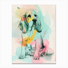 Basset Hound Dog Pastel Line Painting 1 Canvas Print