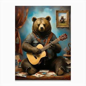 Bear Playing Guitar 4 Canvas Print