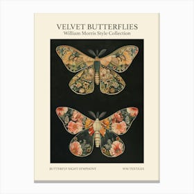 Velvet Butterflies Collection Butterfly Night Symphony William Morris Style 9 Canvas Print