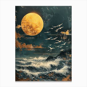 Full Moon Over The Ocean Canvas Print