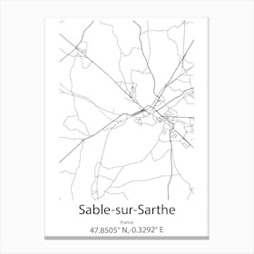 Sable Sur Sarthe,France Minimalist Map Canvas Print