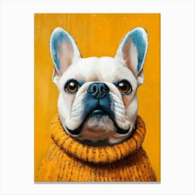 Frenchie In Yellow And Blue 4 Canvas Print