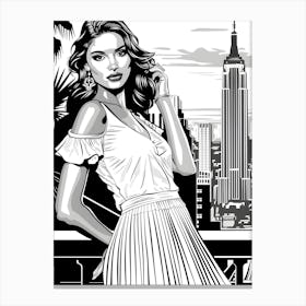 Mod Girl Black And White NYC 3 Canvas Print