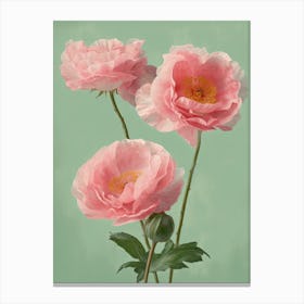 Pink Roses Flowers Acrylic Painting In Pastel Colours 10 Canvas Print