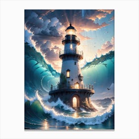 A Lighthouse In The Middle Of The Ocean 20 Canvas Print