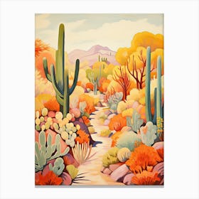 Desert Botanical Garden, Usa In Autumn Fall Illustration 1 Canvas Print