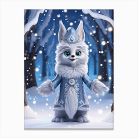 A Bubo The Silver Fox Like Creature From Old European Folklore Strikes A Festive Pose In The Middl (4) Canvas Print