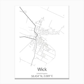 Wick,United Kingdom Minimalist Map Stampe su tela