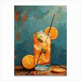 Orange Drink With Ice And Mint Canvas Print