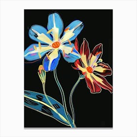 Neon Flowers On Black Forget Me Not 2 Canvas Print