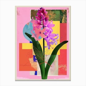 Hyacinth 2 Neon Flower Collage Canvas Print