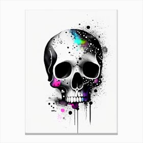 Skull With Watercolor Effects 3 Doodle Canvas Print
