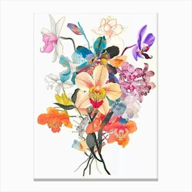 Monkey Orchid Collage Flower Bouquet Canvas Print