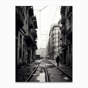 Genoa, Italy,, Mediterranean Black And White Photography Analogue 2 Canvas Print