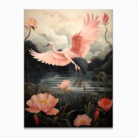 Greater Flamingo 2 Gold Detail Painting Canvas Print