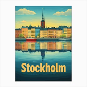 Aihrgdesign A Vintage Travel Poster Of Stockholm 2 Canvas Print