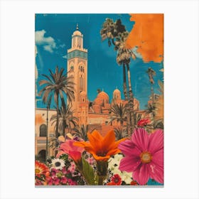 Morocco   Floral Retro Collage Style 4 Canvas Print