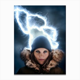 Girl With Lightning In Her Head Canvas Print