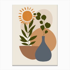 Vase Of Flowers And A Sun Canvas Print