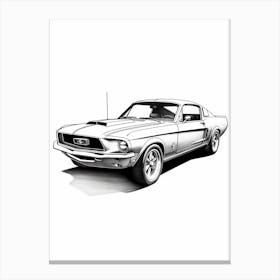 Ford Mustang Line Drawing 23 Canvas Print