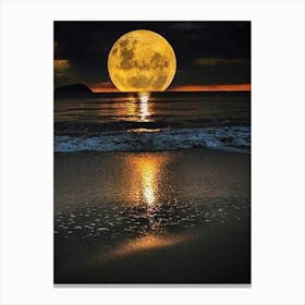 Full Moon At The Beach Canvas Print