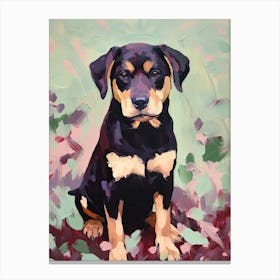 A Rottweiler Dog Painting, Impressionist 2 Canvas Print