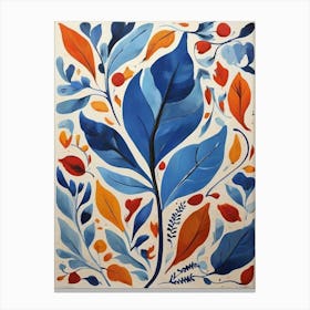 Blue Leaves art print Canvas Print