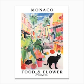 Food Market With Cats In Monaco 3 Poster Canvas Print