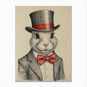 Rabbit In Top Hat Canvas Print