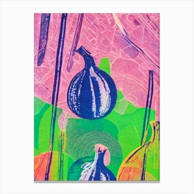 Onion 2 Risograph Retro Poster vegetable Canvas Print