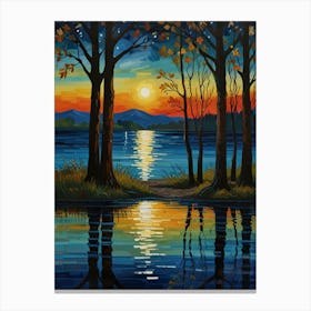 Sunset By The Lake Canvas Print