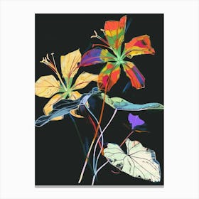 Neon Flowers On Black Nasturtium 1 Canvas Print