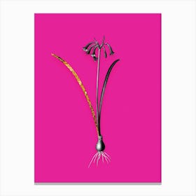 Vintage Brandlelie Black and White Gold Leaf Floral Art on Hot Pink n.0344 Canvas Print