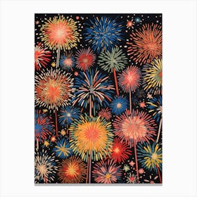 Fireworks Gouache Painting 2 Canvas Print