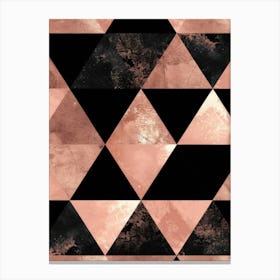 Rose Gold And Black Geometric Pattern Canvas Print