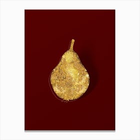 Vintage Pear Botanical in Gold on Red n.0326 Canvas Print