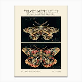 Velvet Butterflies Collection Butterfly Night Symphony William Morris Style 6 Canvas Print