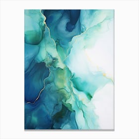 Blue, Green, Gold Flow Asbtract Painting 1 Canvas Print